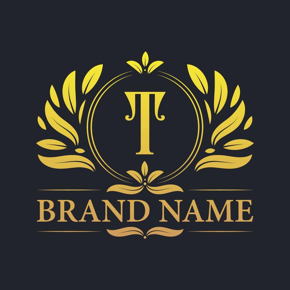 Golden vintage Luxury T letter logo design. vector