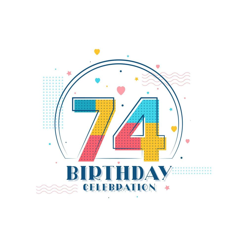 celebración de 74 cumpleaños, diseño moderno de 74 cumpleaños vector