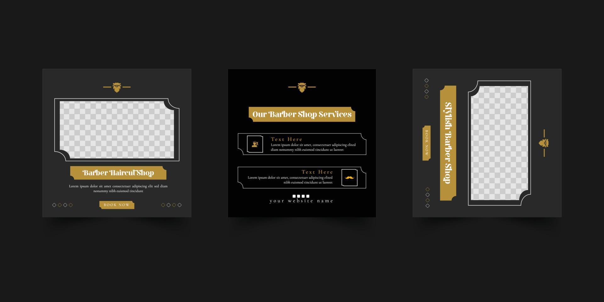 barber haircut  shop promotion ad social media post template banner template vector