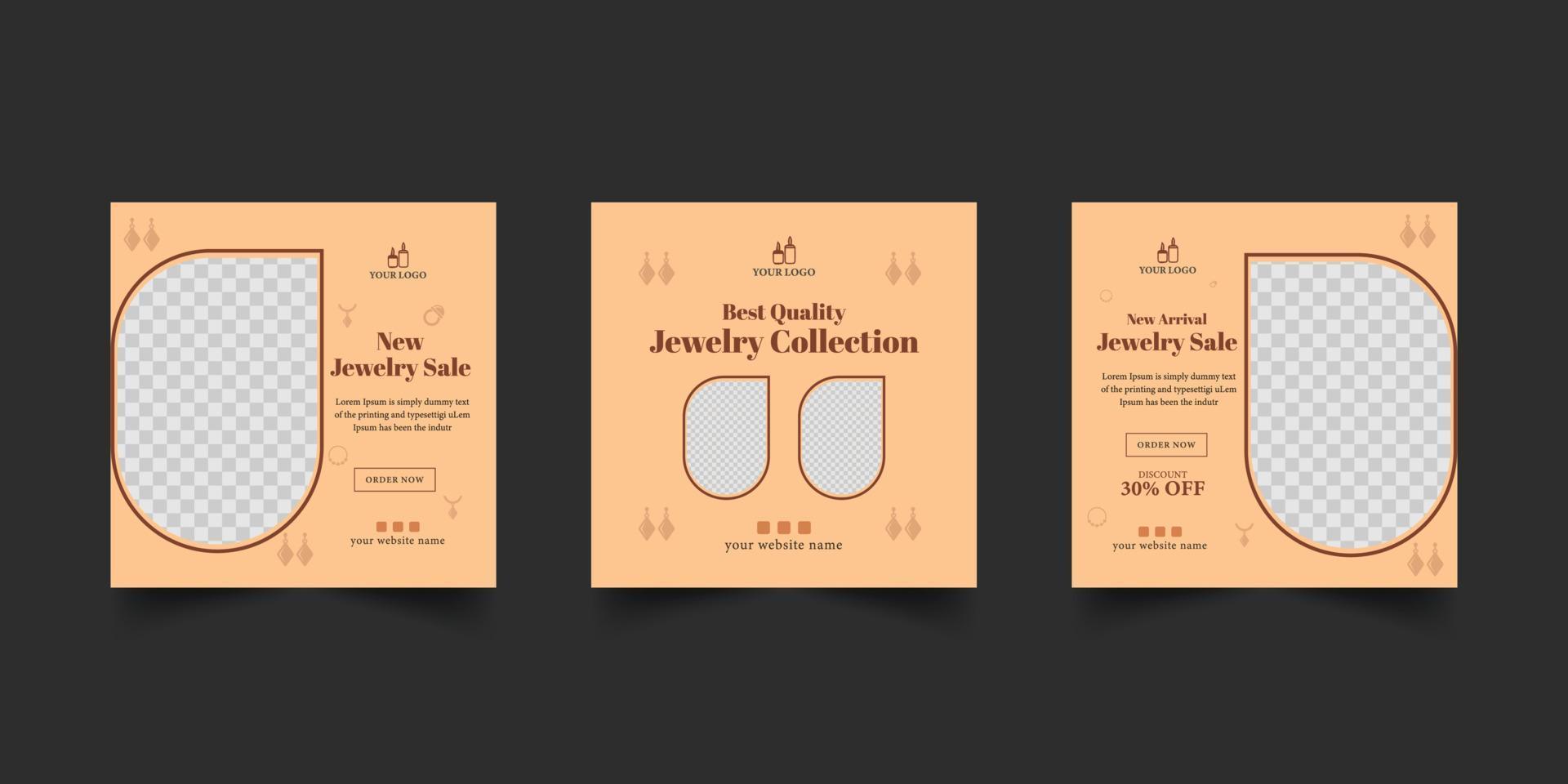 jewelry sale social media post template vector