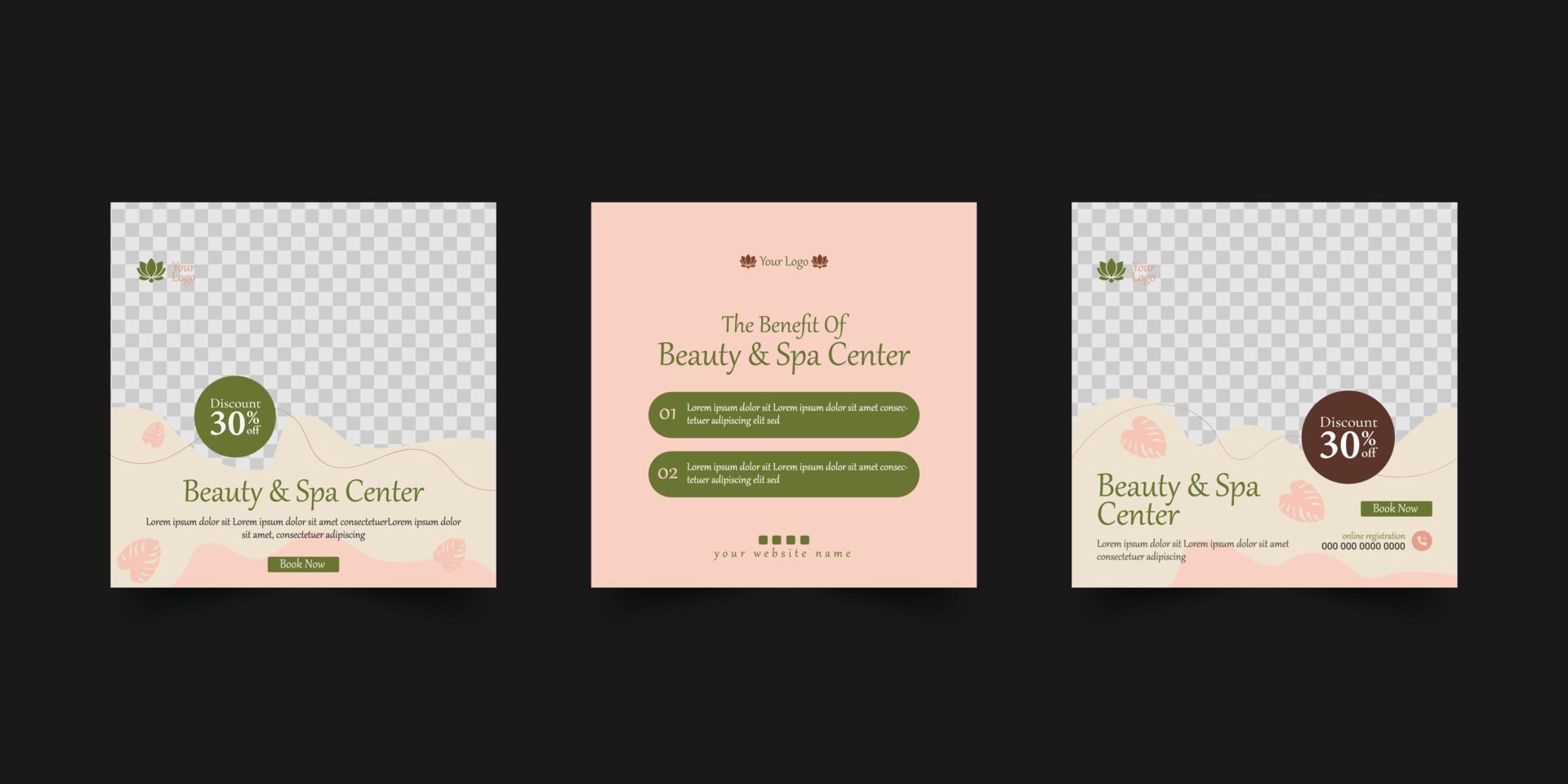 beauty and spa center social media post vector