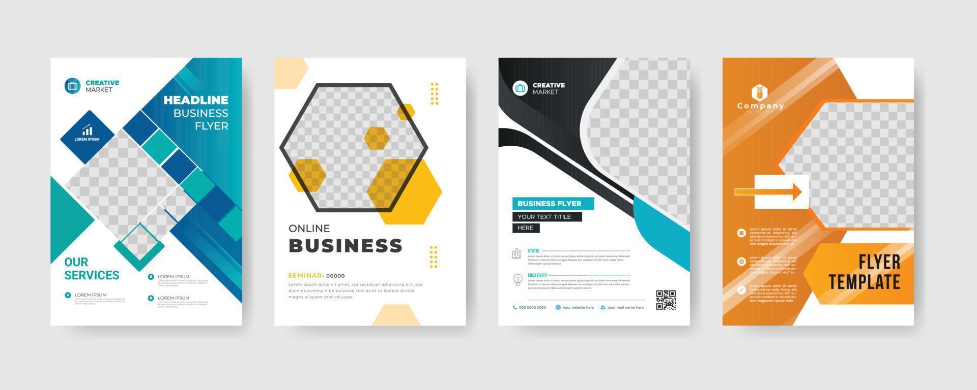 corporate business flyer template with color variation geometric shapes vector