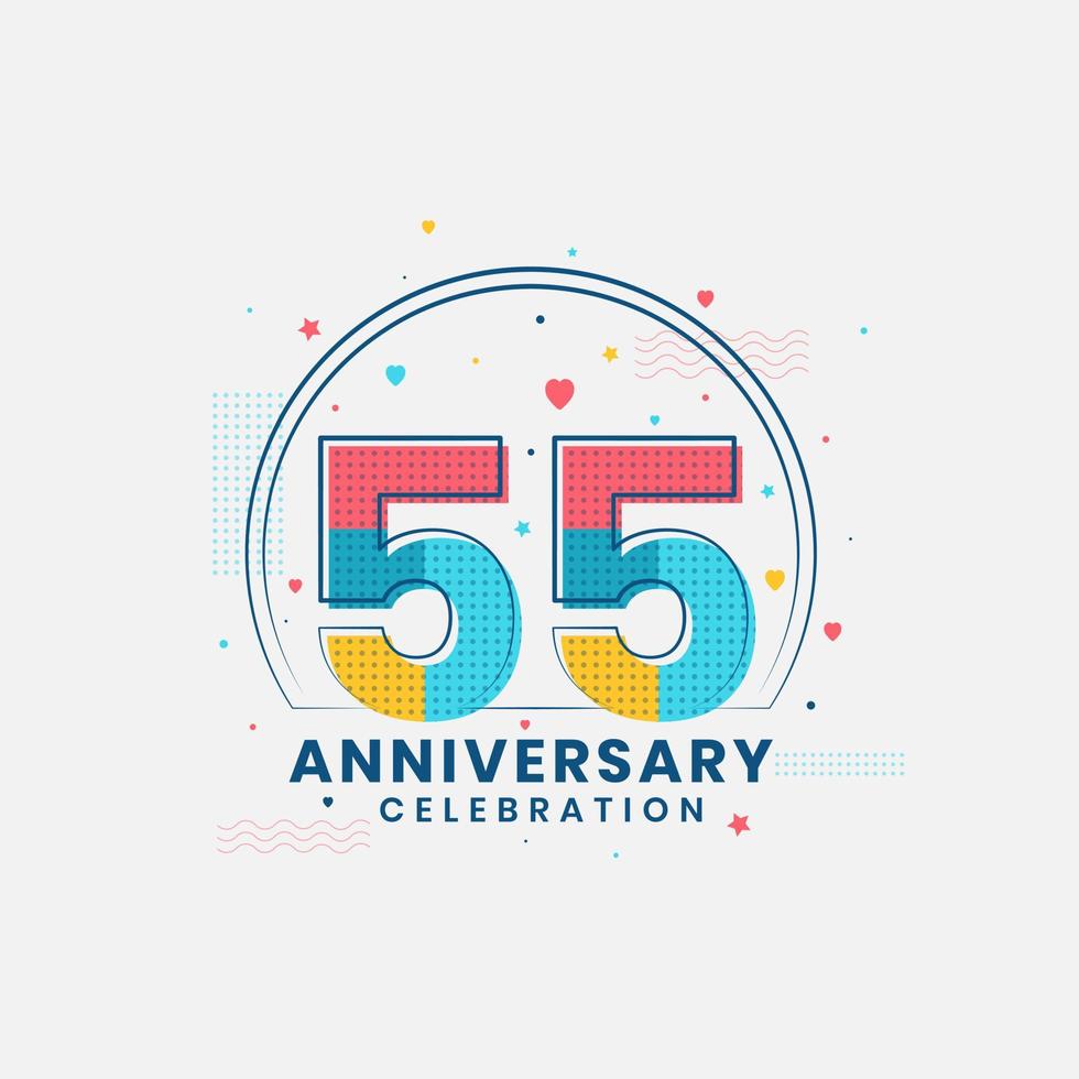 celebración del 55 aniversario, diseño moderno del 55 aniversario vector