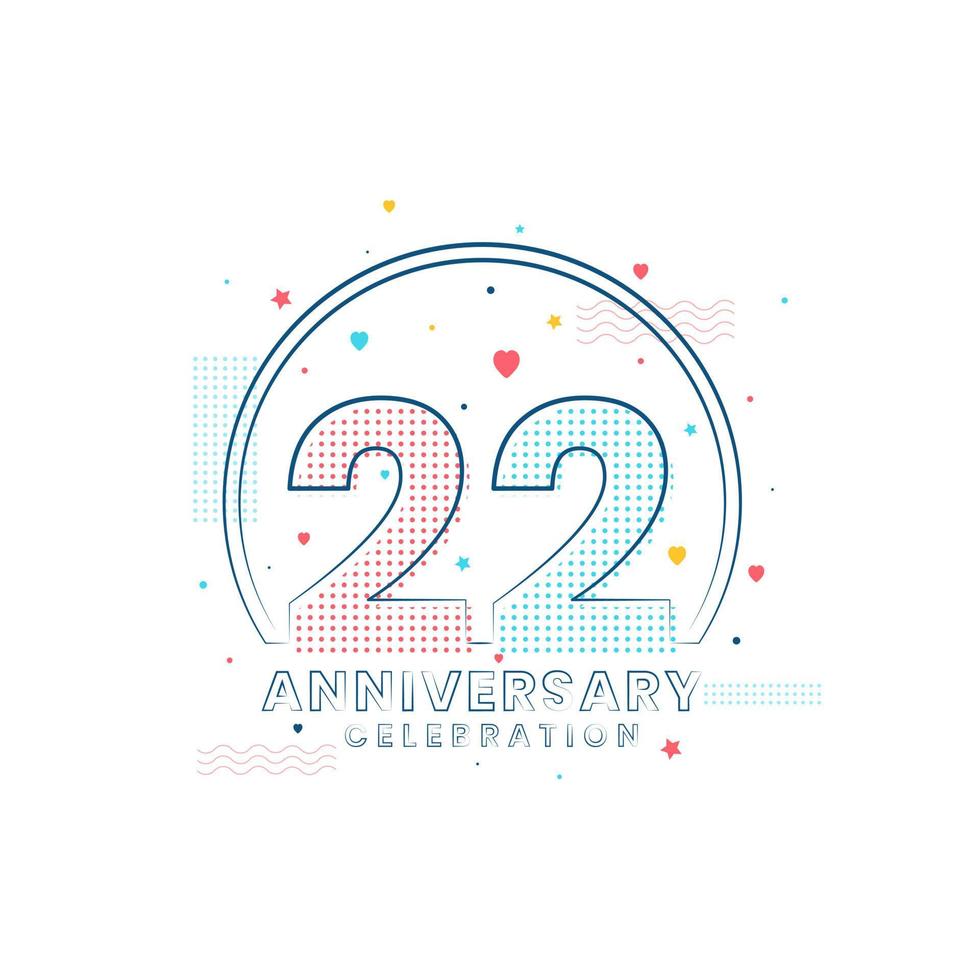 celebración de aniversario de 22 años, diseño moderno de 22 aniversario vector