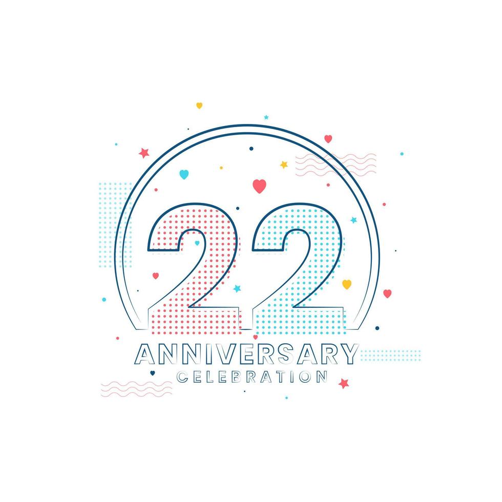 22 years Anniversary celebration, Modern 22 Anniversary design vector
