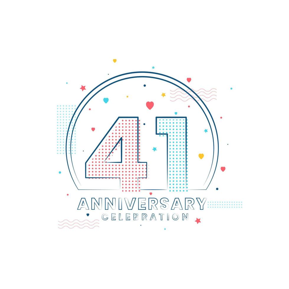 Celebración del aniversario de 41 años, diseño moderno del 41 aniversario. vector