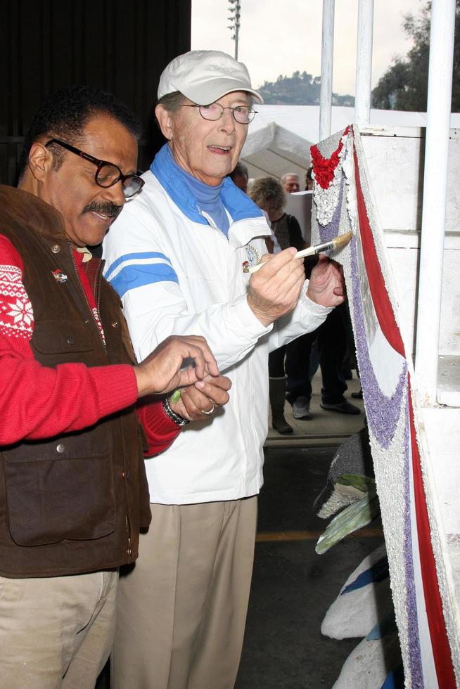 LOS ANGELES, DEC 30 - Ted Lange, Bernie Kopell at the Original Love Boat Cast decorates Princess Cruises Rose Parade Float at a Rosemont Pavilion on December 30, 2014 in Pasadena, CA photo