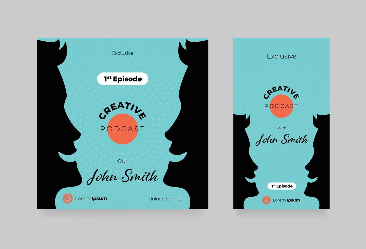 podcast cover and social media promotion design vector