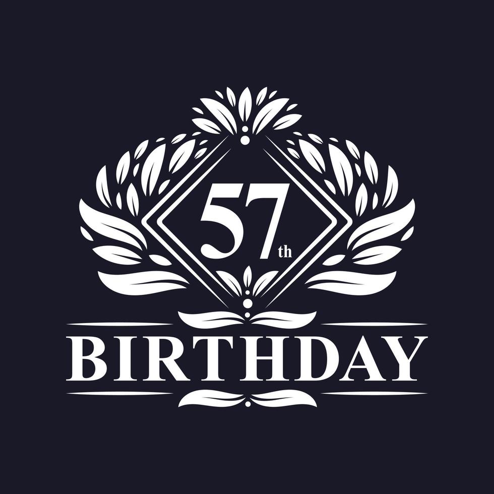 Logo de cumpleaños de 57 años, lujosa celebración de 57 cumpleaños. vector