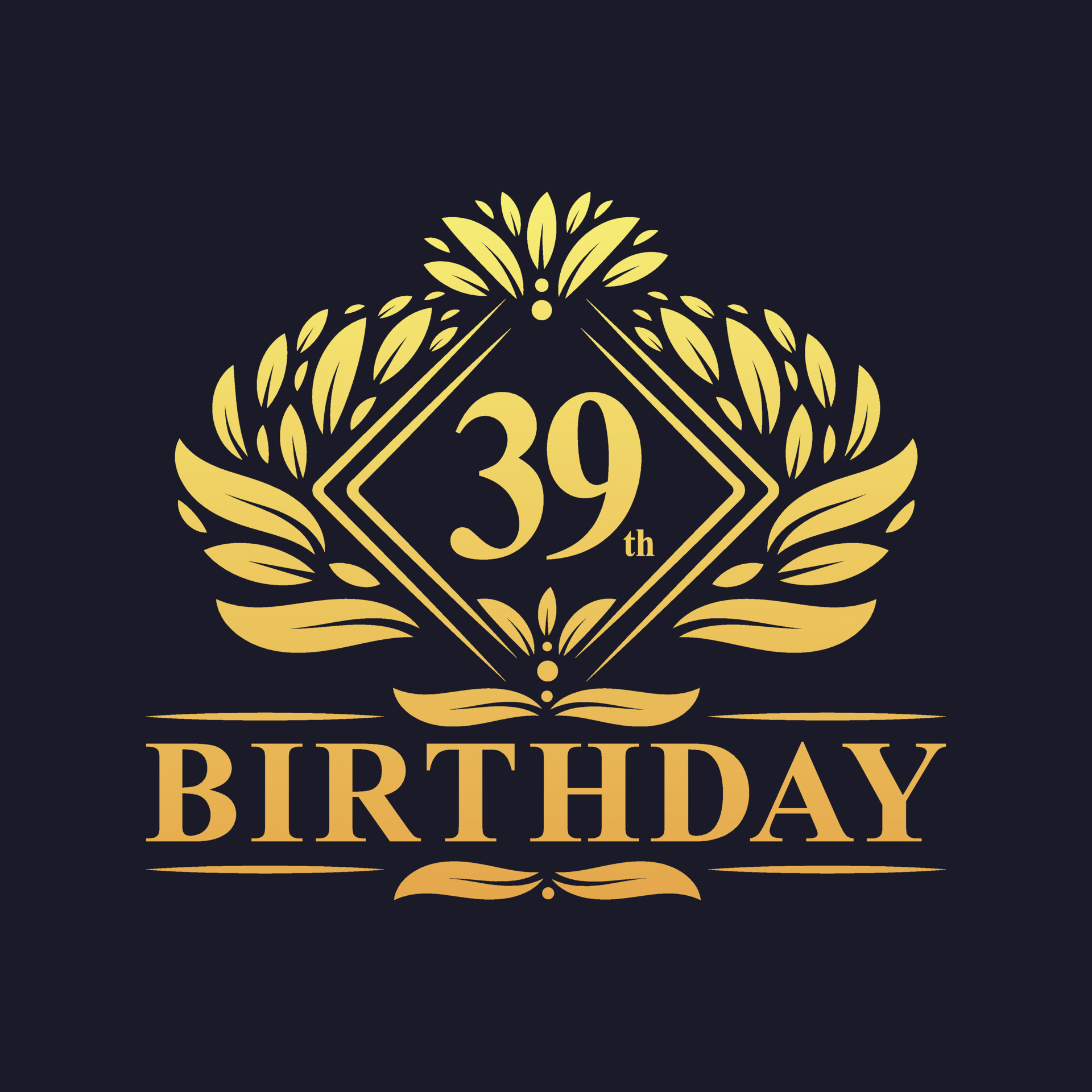 39 years Birthday Logo, Luxury Golden 39th Birthday Celebration. 10076654 Vector Art at Vecteezy
