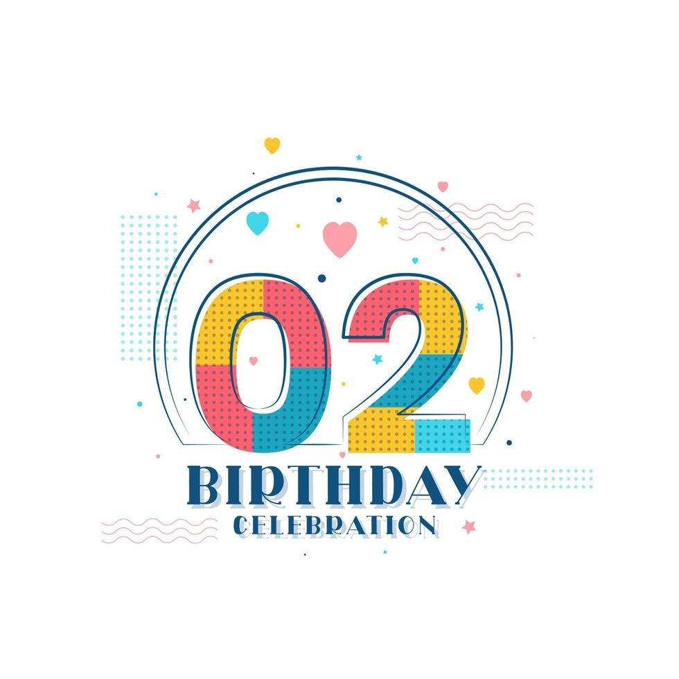 celebración de 2 cumpleaños, diseño moderno de 2º cumpleaños vector