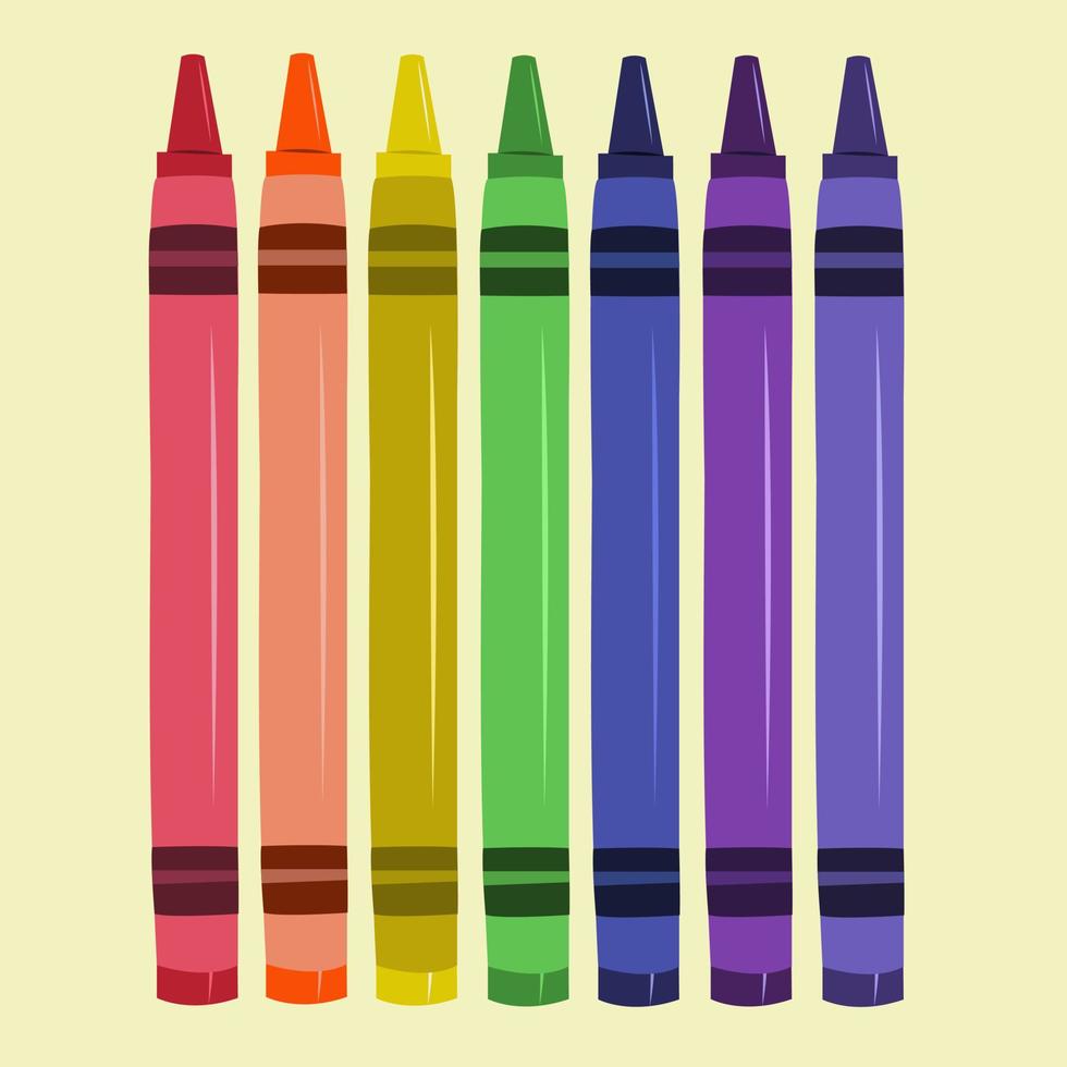 Rainbow colorful crayons vector illustration for graphic design and decorative element