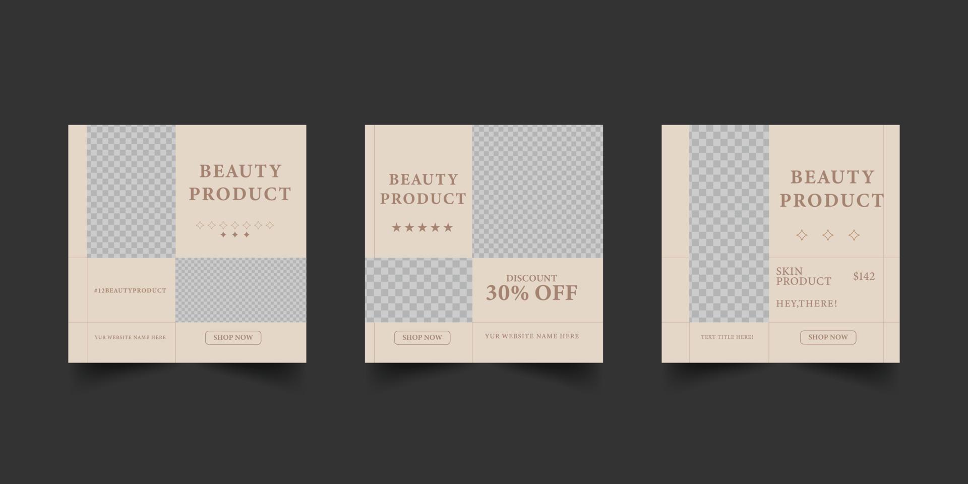 beauty product sale social media post template vector