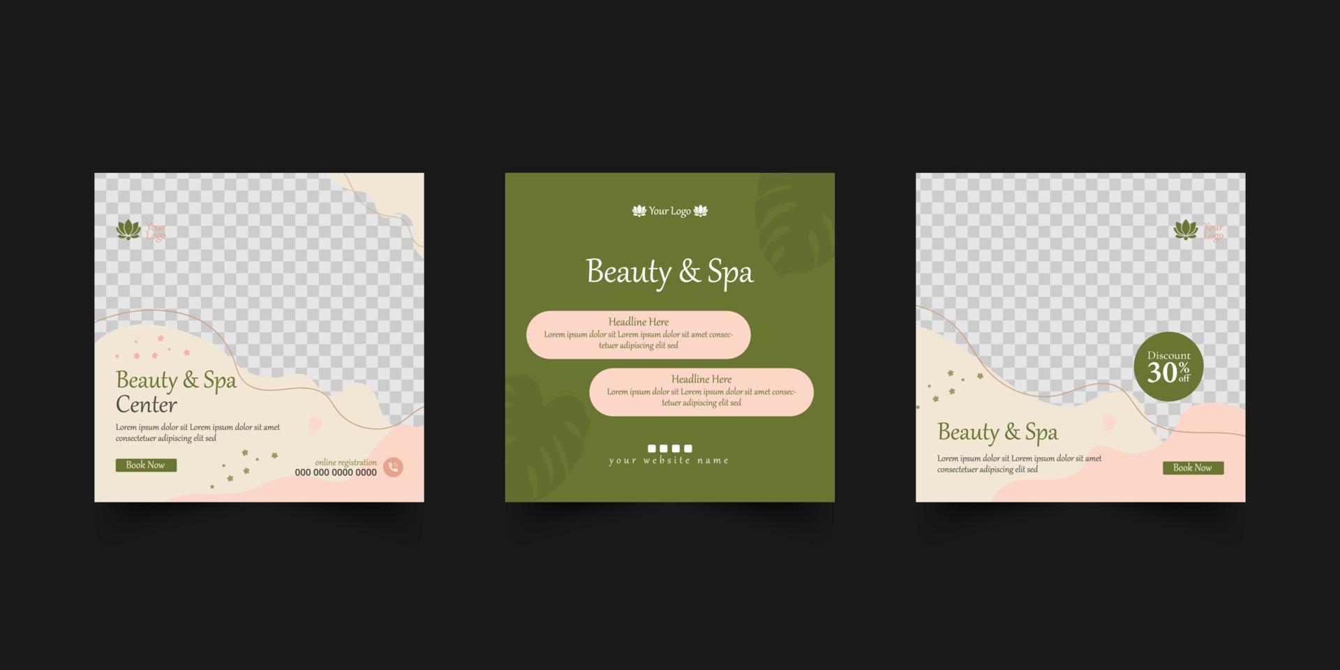 beauty and spa center social media post vector