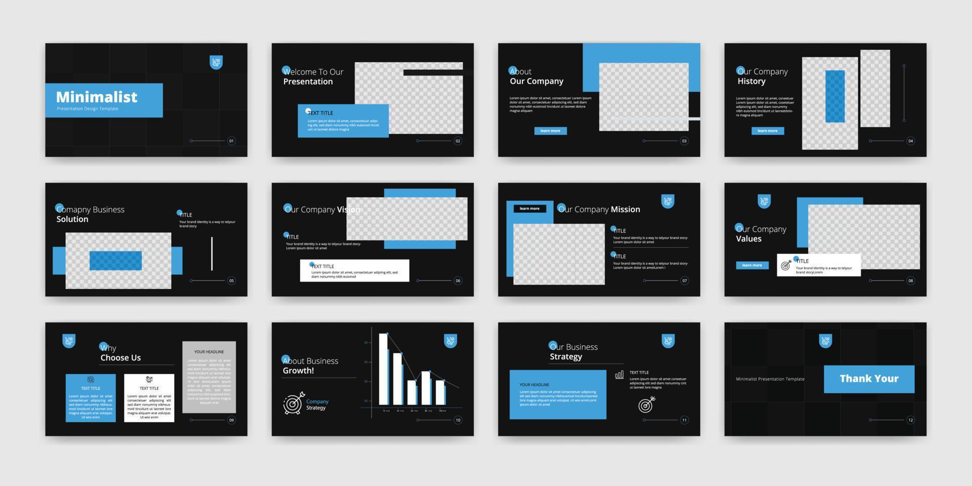 minimalist business presentation powerpoint template vector