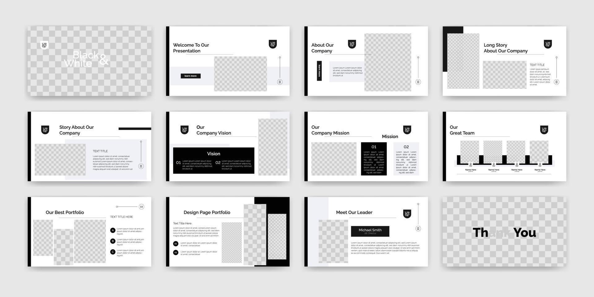 back and white minimal presentation template vector