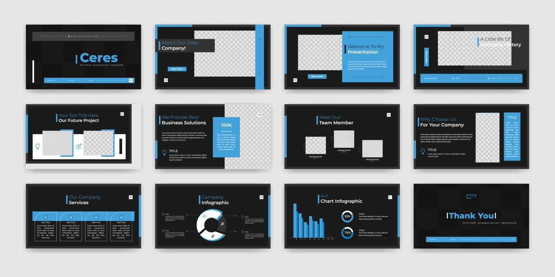 minimalist business presentation powerpoint template vector