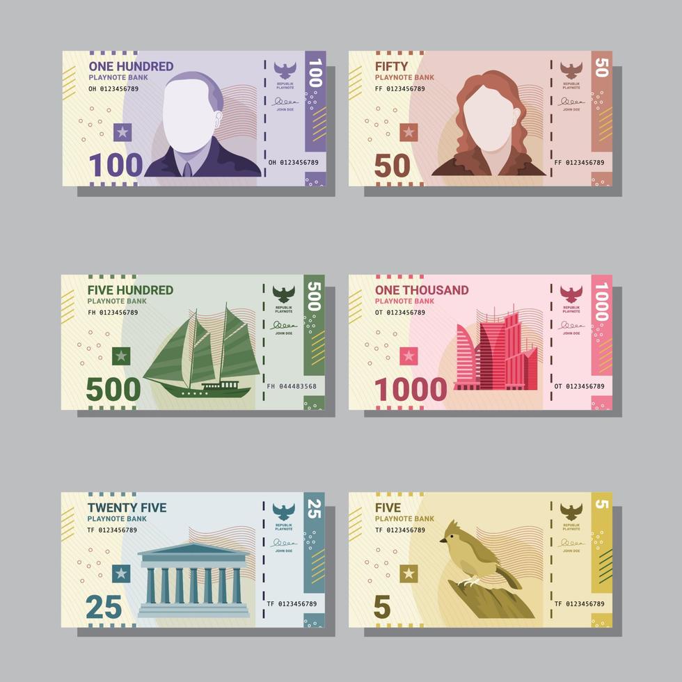 colección de billetes falsos vector