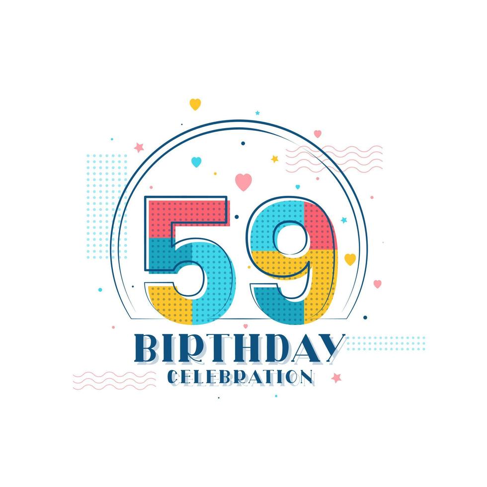 celebración de 59 cumpleaños, diseño moderno de 59 cumpleaños vector