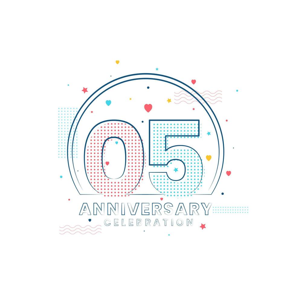 celebración del aniversario de 5 años, diseño moderno del 5 aniversario vector