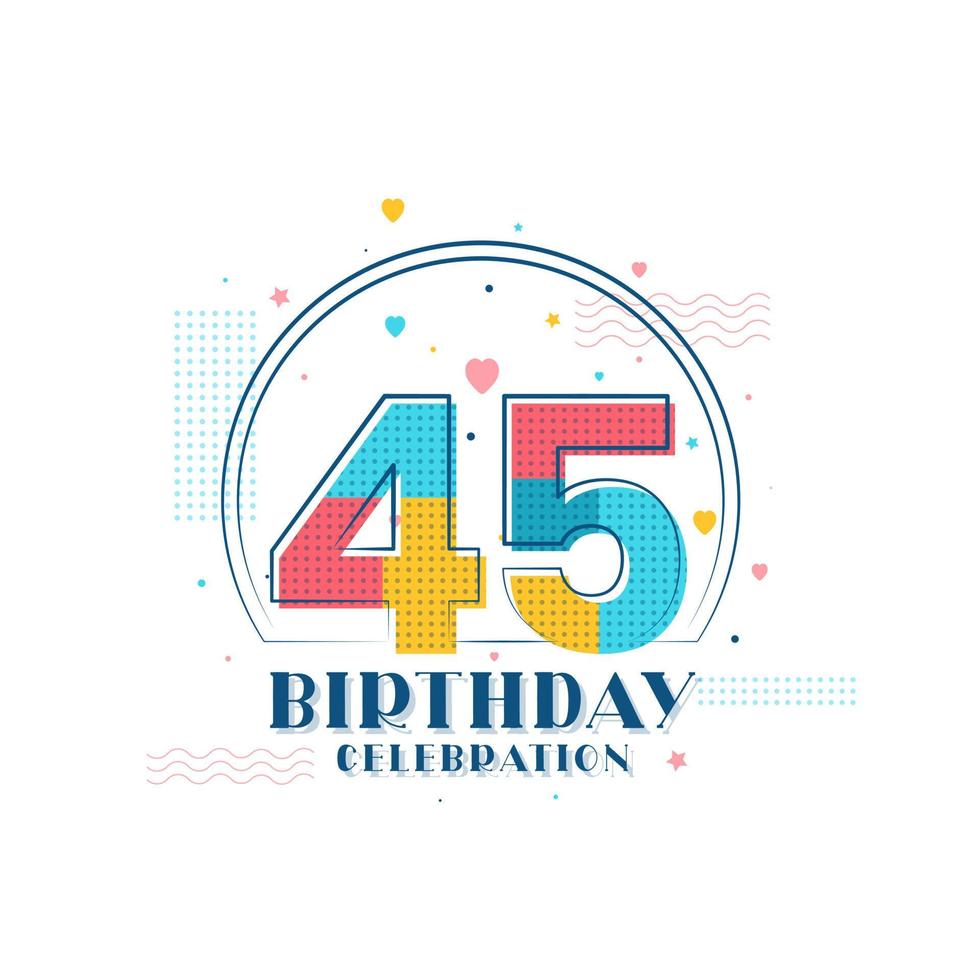 celebración de 45 cumpleaños, diseño moderno de 45 cumpleaños vector