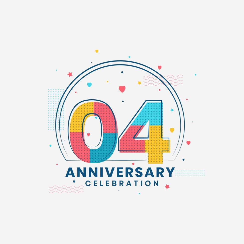 Celebración del 4º aniversario, diseño moderno del 4º aniversario. vector