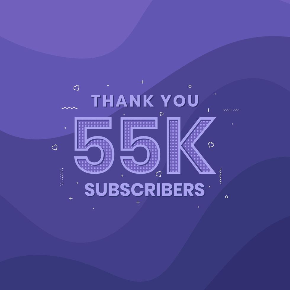 Thank you 55000 subscribers 55k subscribers celebration. vector