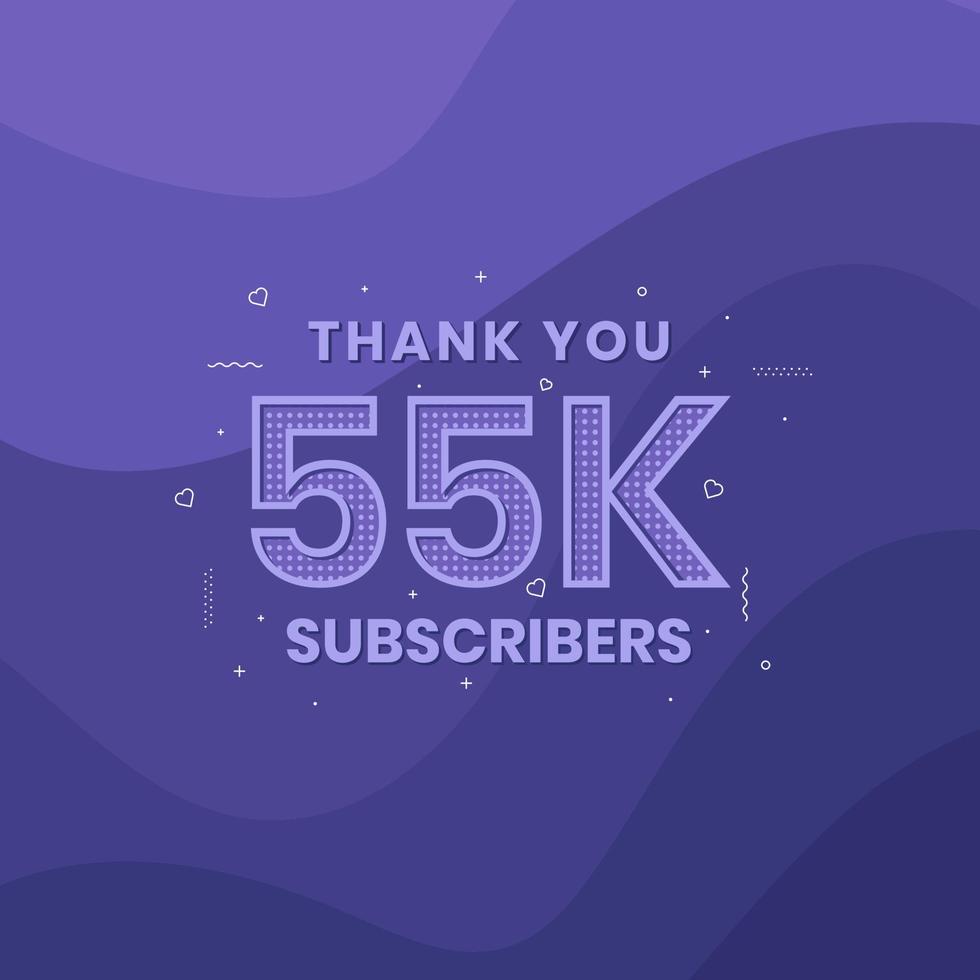 Thank you 55000 subscribers 55k subscribers celebration. vector