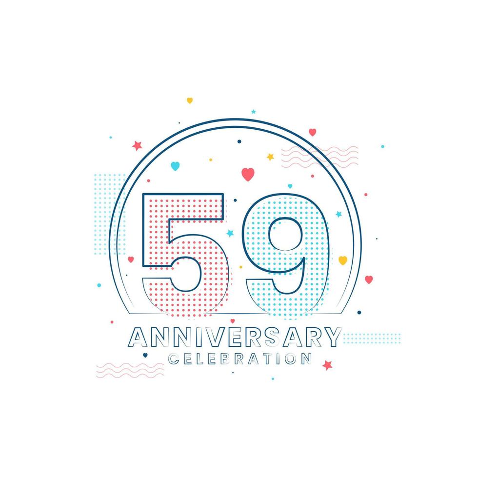 celebración del aniversario de 59 años, diseño moderno del 59 aniversario vector