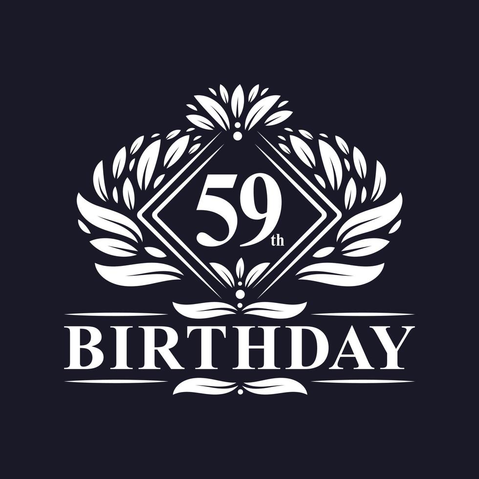 Logotipo de cumpleaños de 59 años, lujosa celebración de 59 años. vector