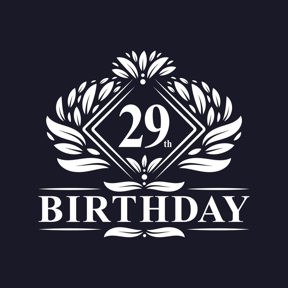 Logotipo de cumpleaños de 29 años, lujosa celebración de 29 años. vector