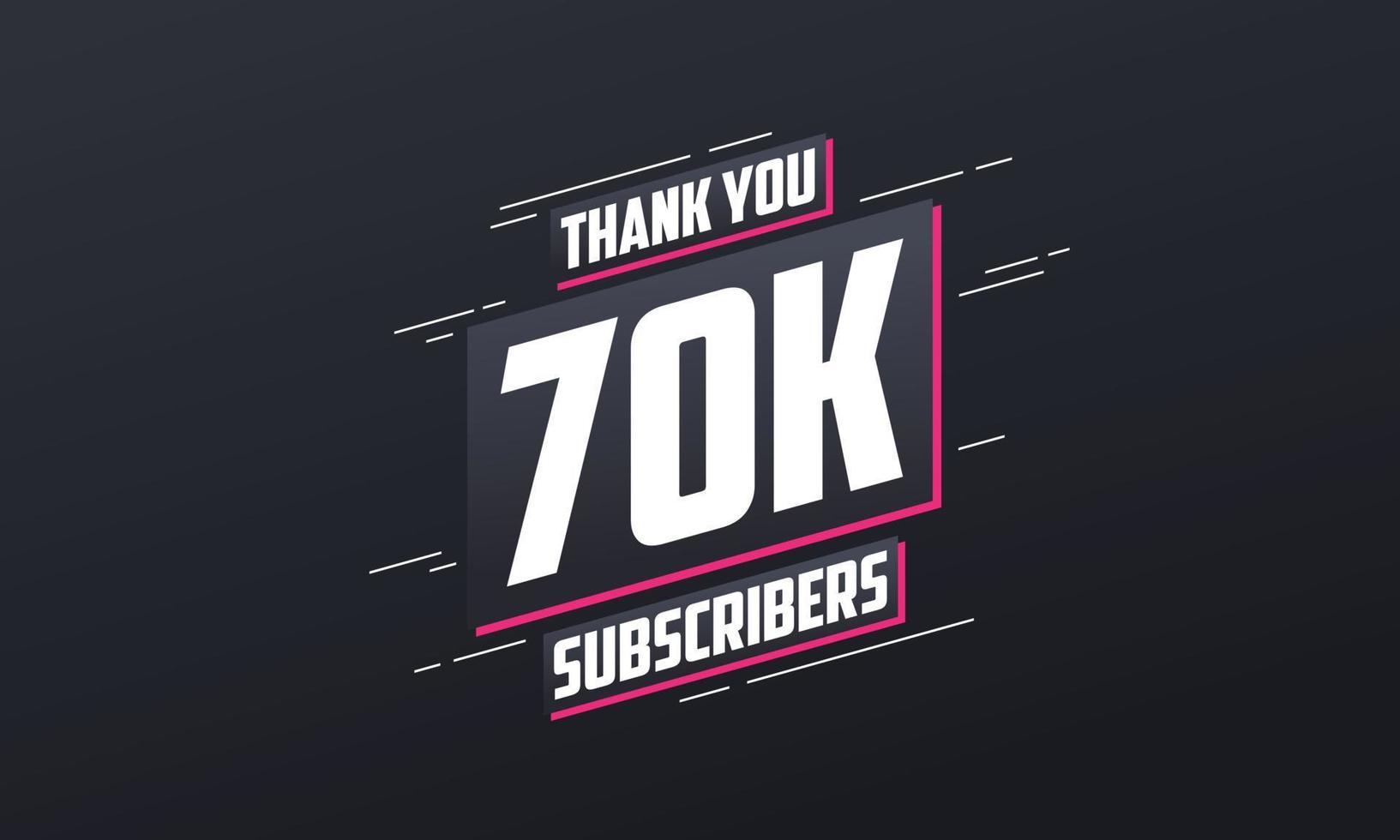 Thank you 70000 subscribers 70k subscribers celebration. vector