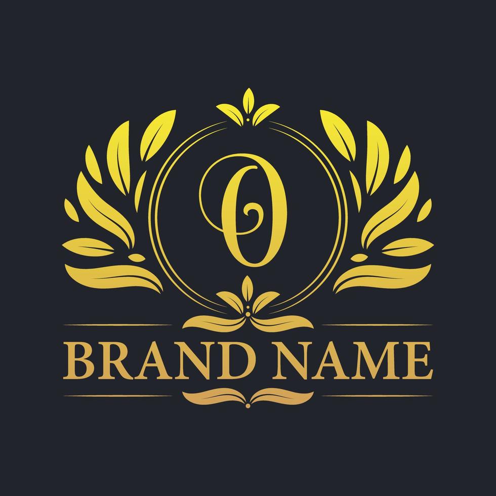 diseño de logotipo de letra o de lujo vintage dorado. vector