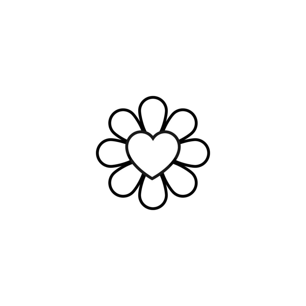 Outline sign related to heart and romance. Editable stroke. Modern sign in flat style. Suitable for advertisements, articles, books etc. Line icon of flower with stigma in form of heart vector
