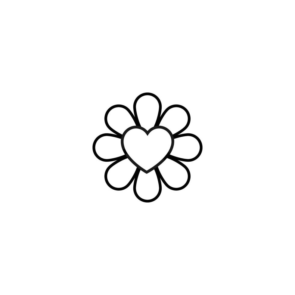 Outline sign related to heart and romance. Editable stroke. Modern sign in flat style. Suitable for advertisements, articles, books etc. Line icon of flower with stigma in form of heart vector