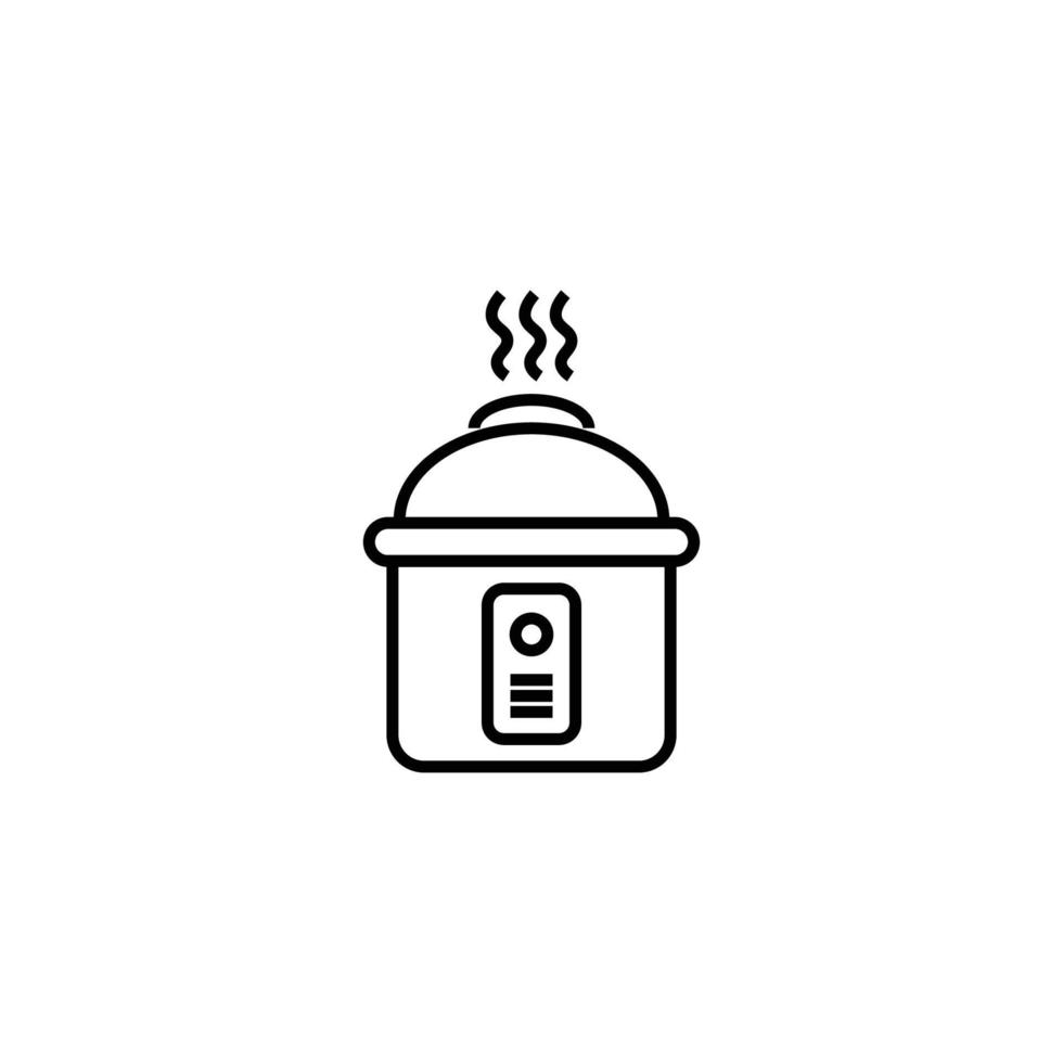 Household and daily routine concept. Single outline monochrome sign in flat style. Editable stroke. Line icon of multicooker vector