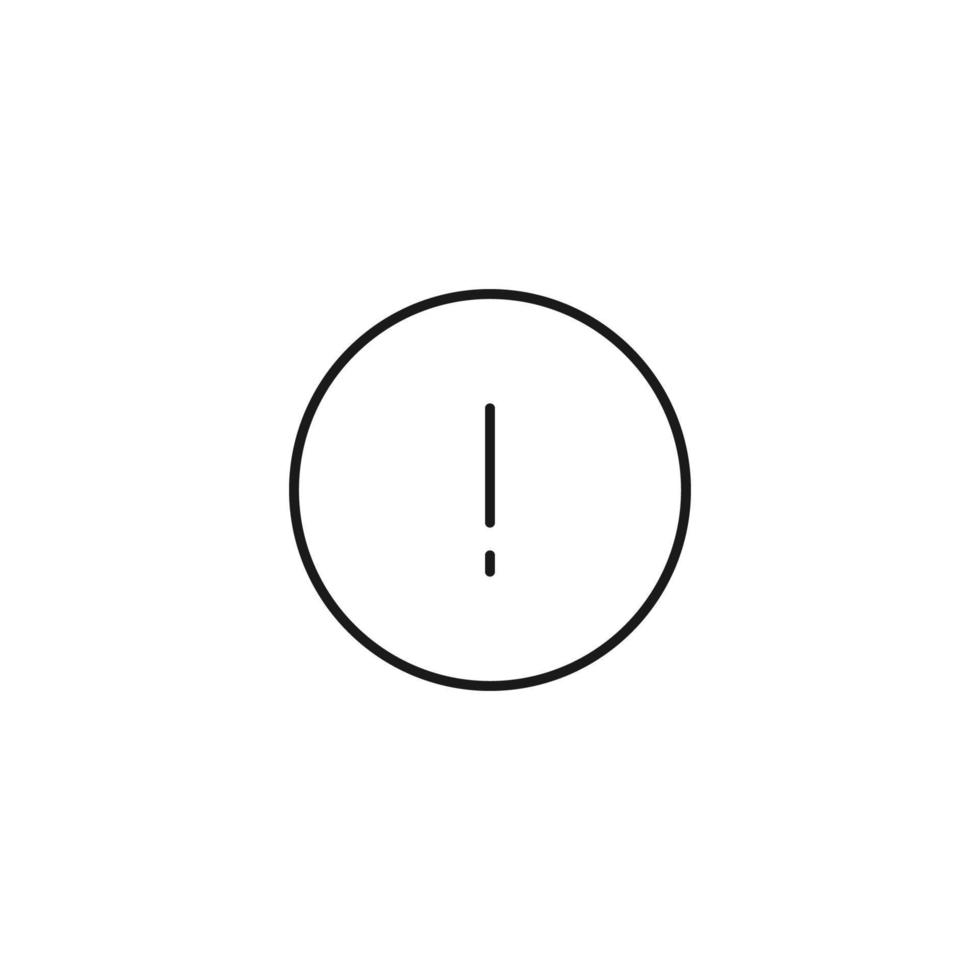 Interface of web site signs. Minimalistic outline symbol drawn with black thin line. Suitable for apps, web sites, internet pages. Vector line icon of exclamation sign inside of circle