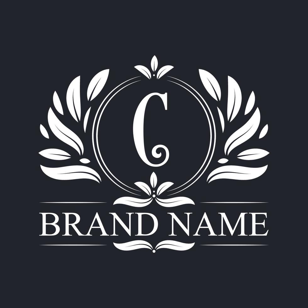 Elegant Ornamental C letter logo design. vector