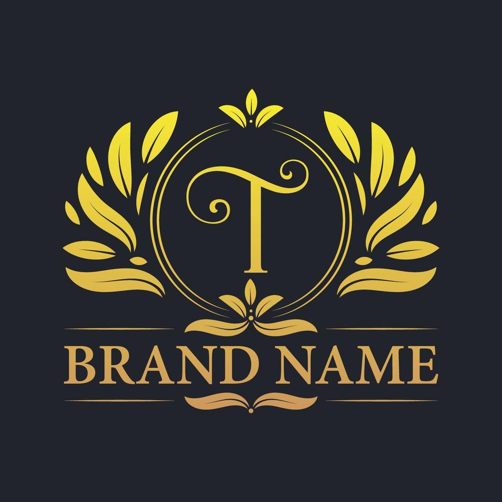 Vintage Luxury golden T letter logo design. vector