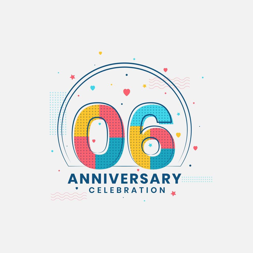 6 Anniversary celebration, Modern 6th Anniversary design vector