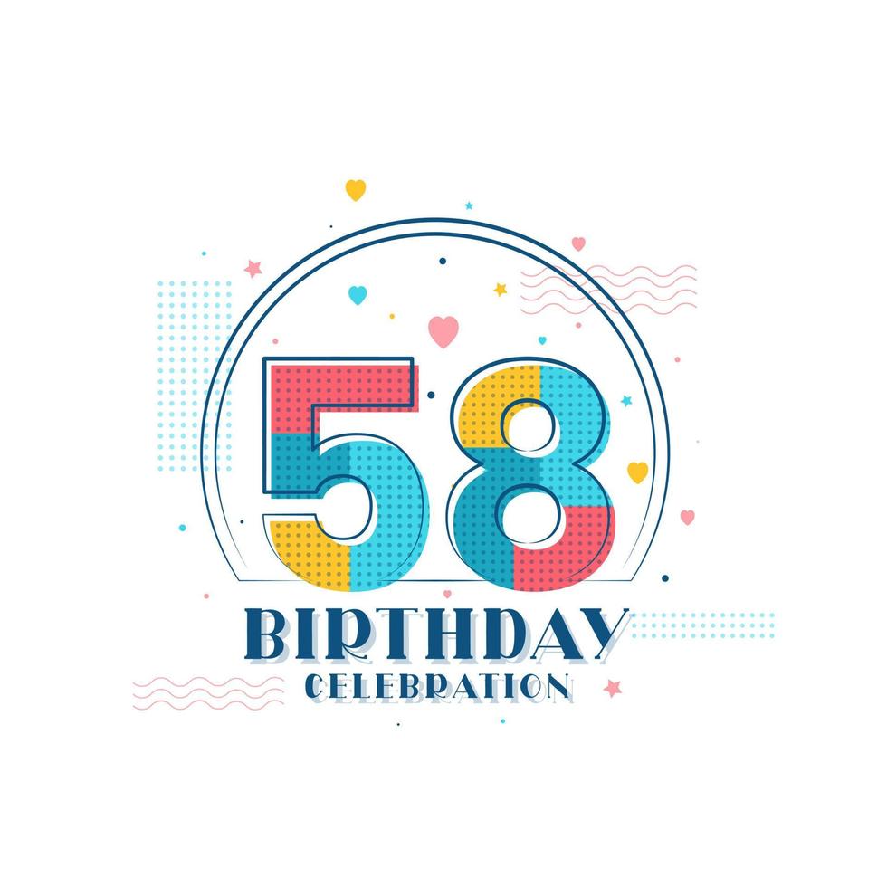 celebración de 58 cumpleaños, diseño moderno de 58 cumpleaños vector