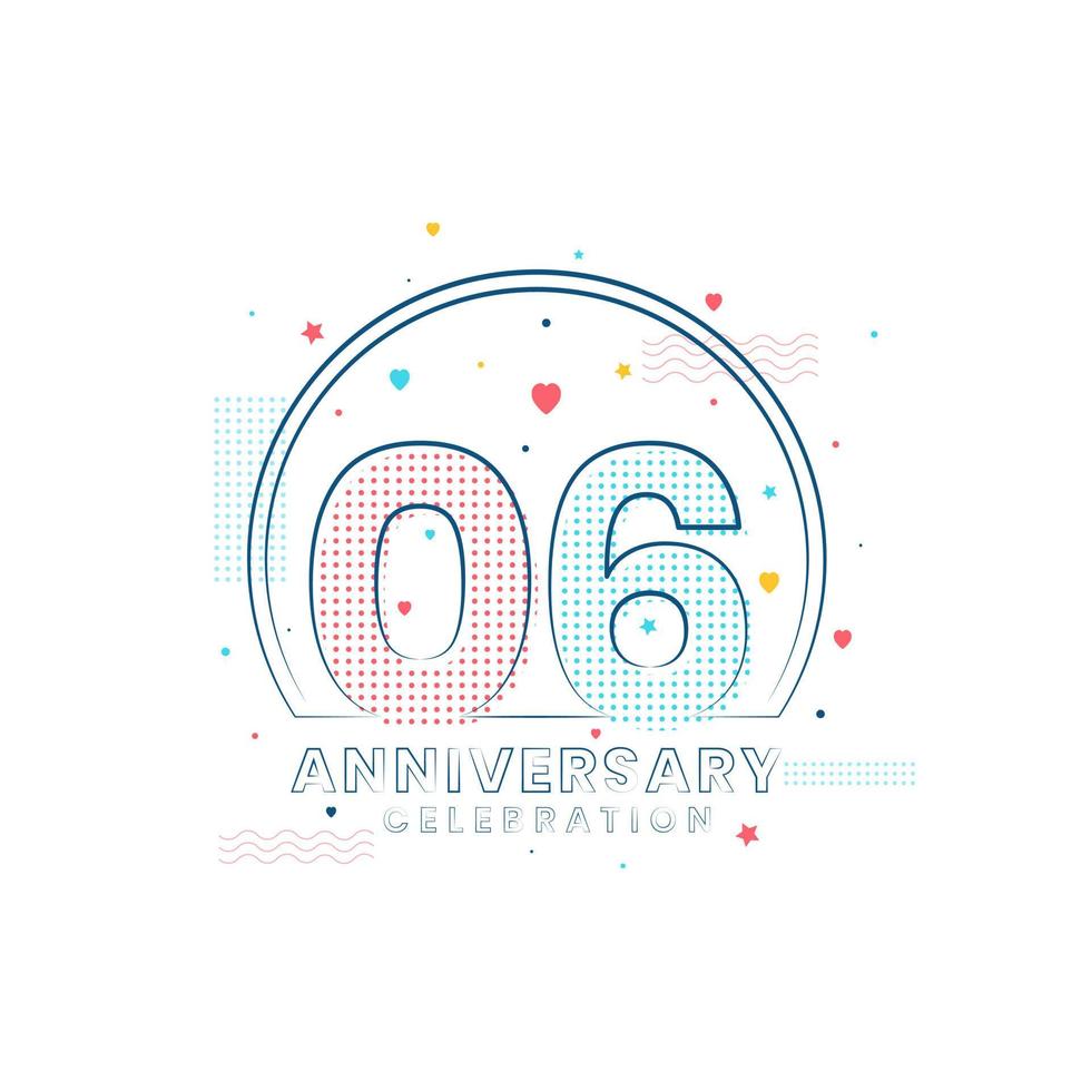 6 years Anniversary celebration, Modern 6 Anniversary design vector