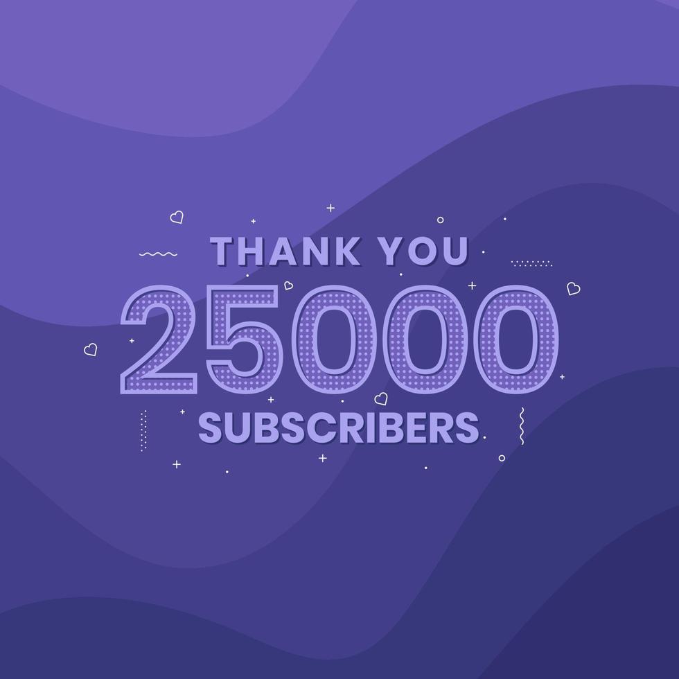 gracias 25000 suscriptores celebración de 25k suscriptores. vector