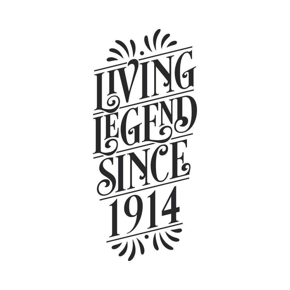 1914 cumpleaños de la leyenda, leyenda viva desde 1914 vector