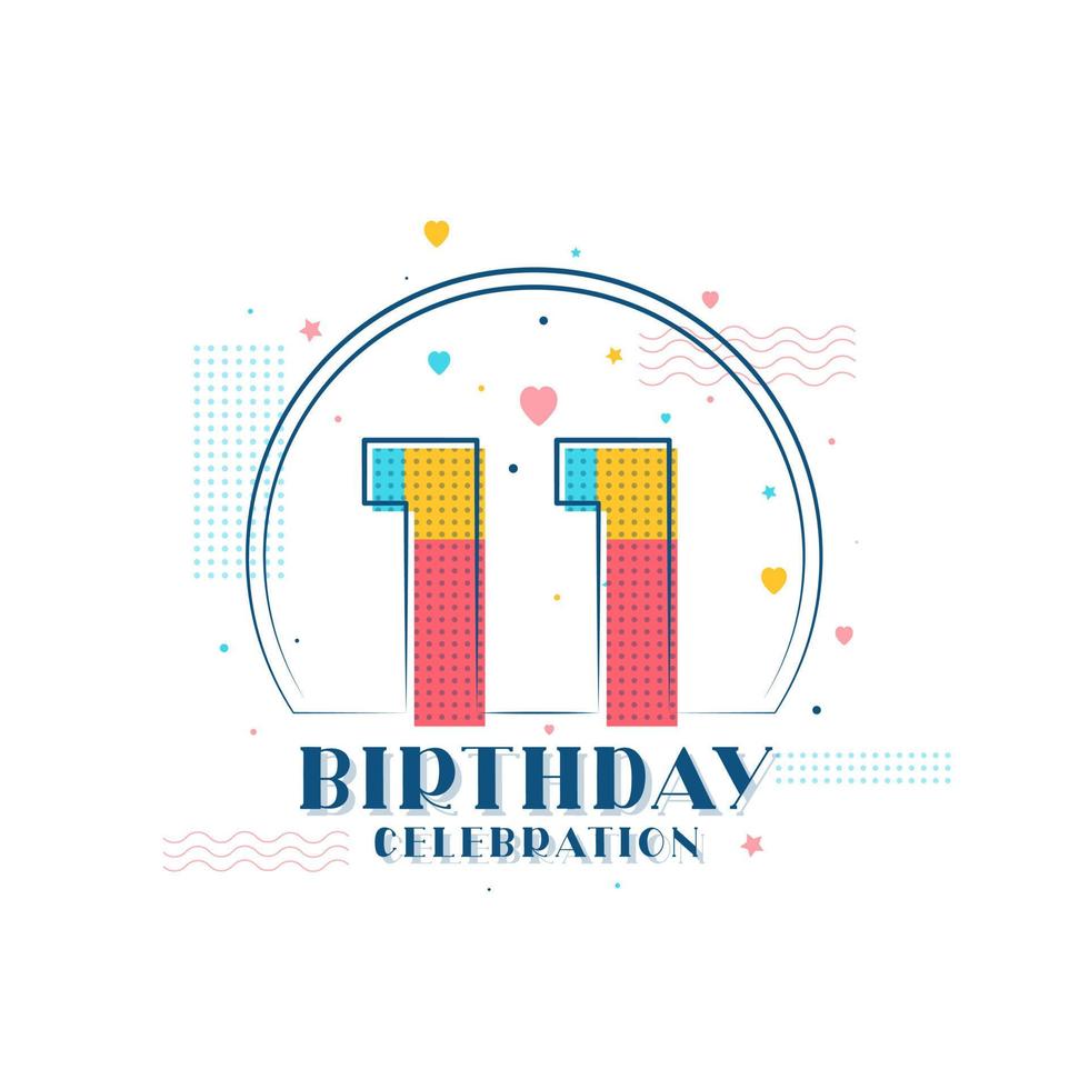 celebración de 11 cumpleaños, diseño moderno de 11 cumpleaños vector