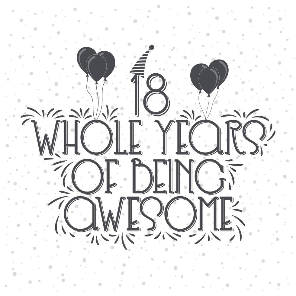 18 Years Birthday and 18 years Anniversary Celebration Typo vector
