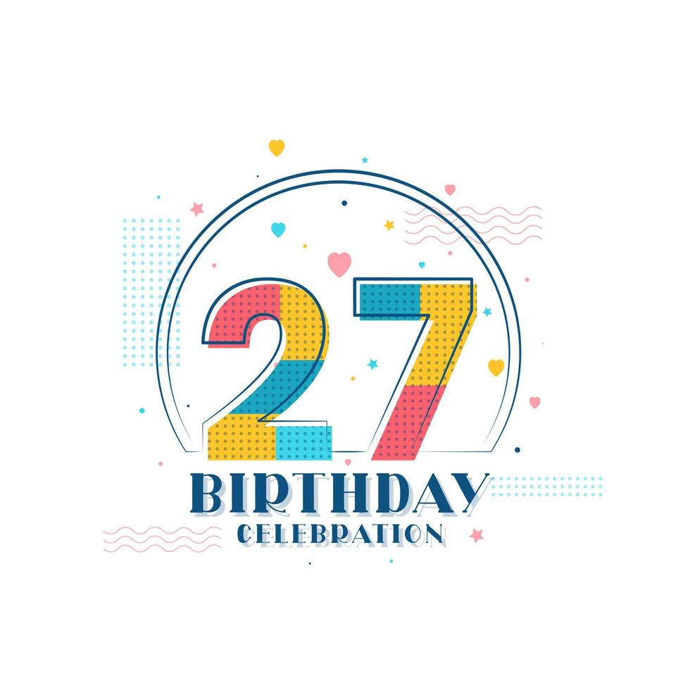 celebración de 27 cumpleaños, diseño moderno de 27 cumpleaños vector