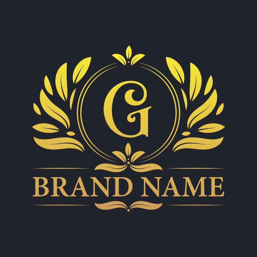 diseño de logotipo de letra g dorada de lujo vintage. vector