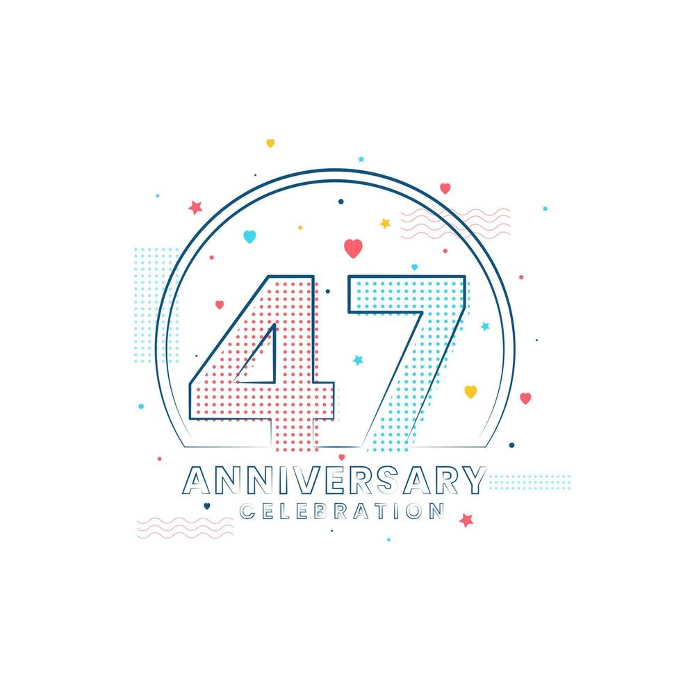 Celebración del aniversario de 47 años, diseño moderno del 47 aniversario. vector