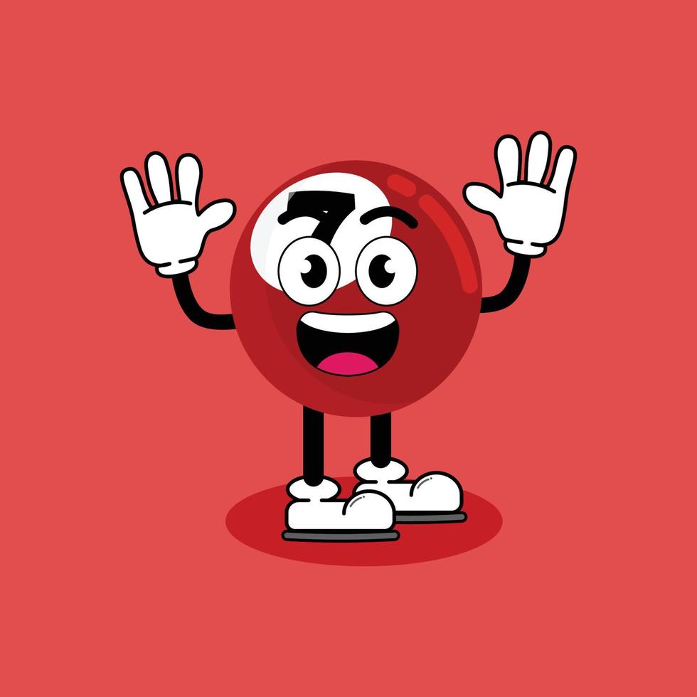ilustración vector gráfico personaje de dibujos animados de linda mascota billar rojo 7 con pose. adecuado para la ilustración de libros infantiles.